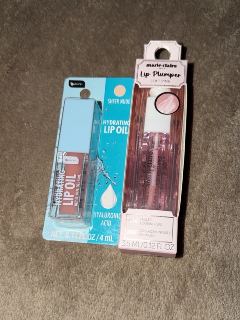 B-pure Hydrating Lip Oil and Marie Claire Paris lip plumper